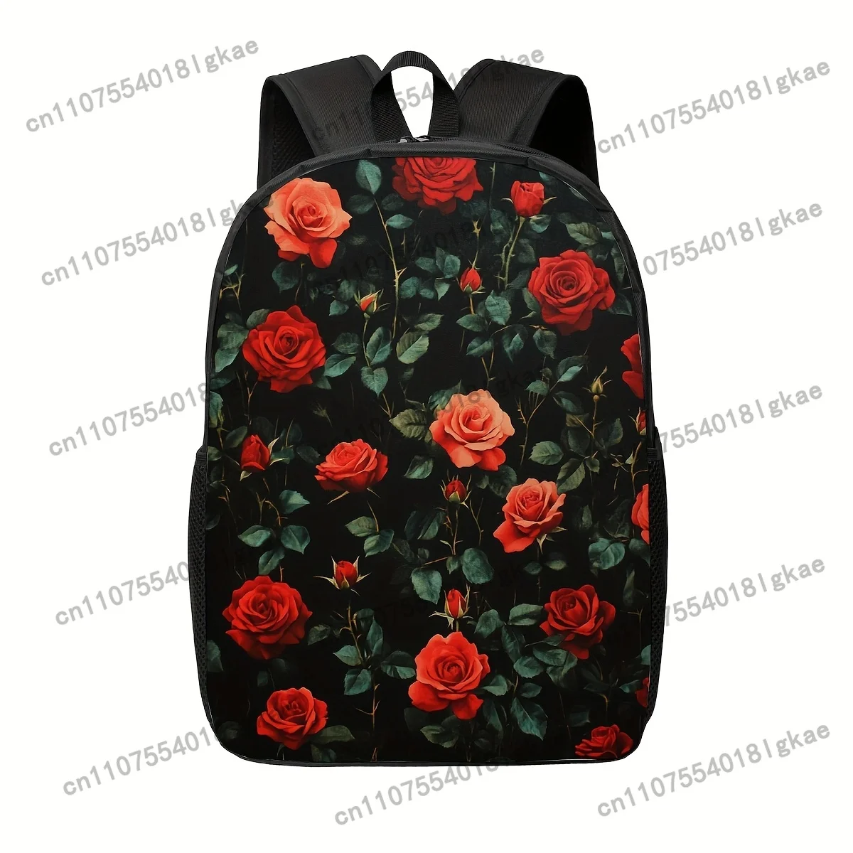 1pc Vintage Roses Floral Commuter Backpack for Adults, Spacious & Lightweight with Secure Zipper Closure, Washable Polyester Sho