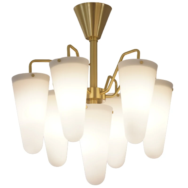 

Medieval Nordic Bedroom Dining Room Study Chandelier Modern French All Copper Bauhaus Opal Ceiling Light