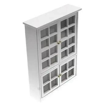 בית בובות תצוגה מיניאטורי בובות בית תצוגה מיני ארונות/מארז 1/12 תצוגה (לבן בינוני)