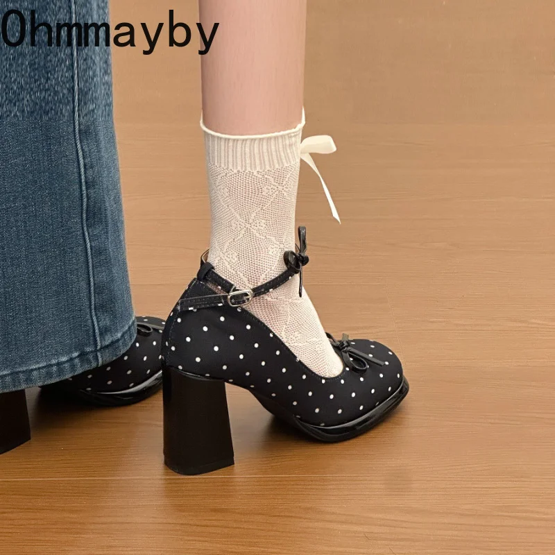 Platform Thick Heel Women Mary Jane Shoes Concise Ankle Strap Shoes 2026 Spring Women's Elegant Party Dress Leather Pumps view 5