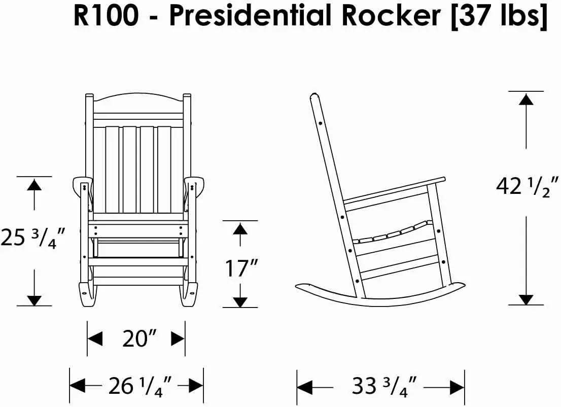 Kursi goyang presiden POLYWOOD R100WH, putih