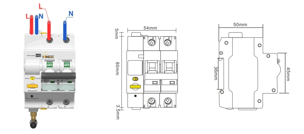 KINEE Smart WiFi MCB Circuit Breaker Switch 63A, with WiFi Doodle Function