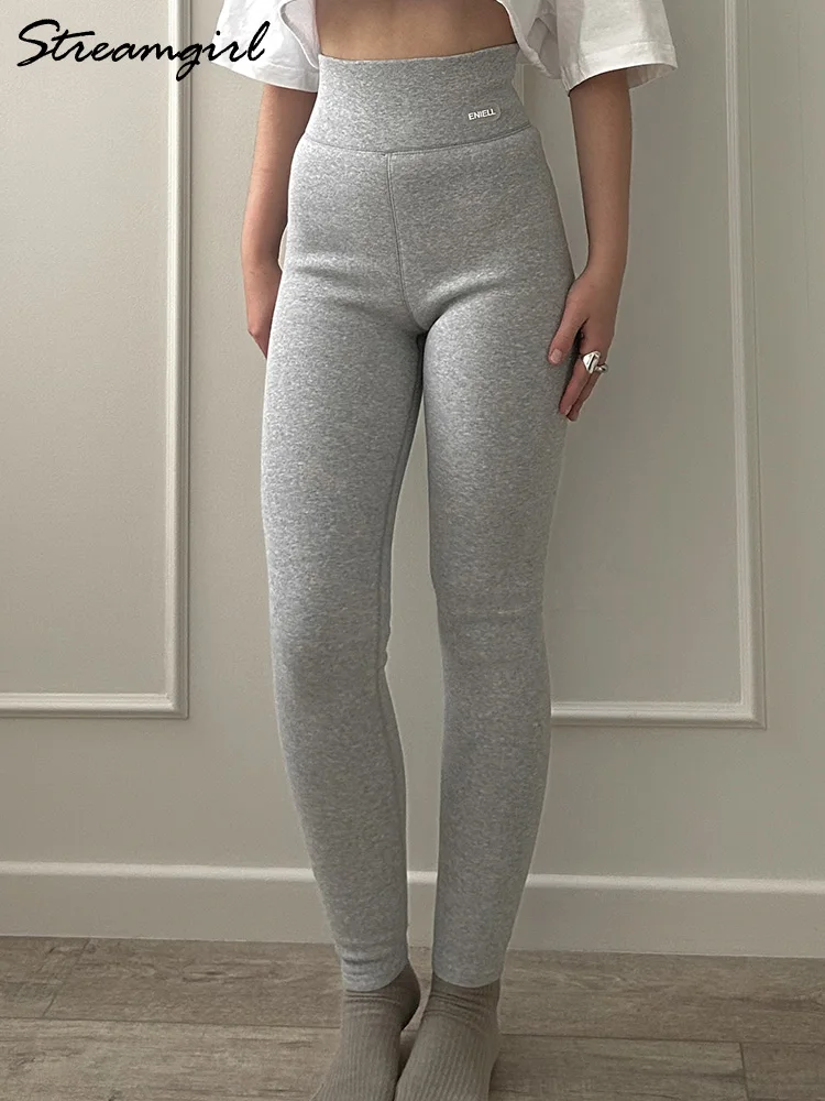 Streamgirl Thick Fleece Leggings Women Winter High Waist Black Outwear Tall Women Warm Thick Velvet 