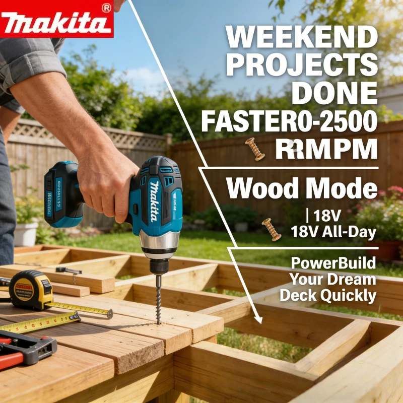 makita-dtd173-18v-lxt-brushless-cordless-impact-driver-4-mode-power-screwdriver-with-twin-led-light-for-wood-bolts-tool-only）