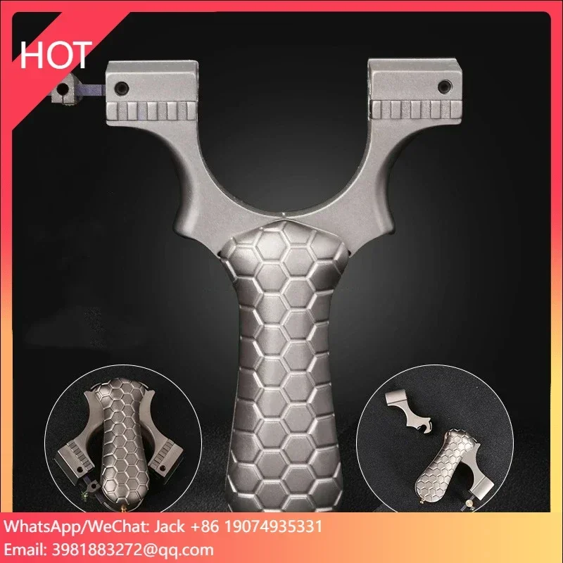 New Titanium Alloy Folding Slingshot Flat Leather Fast Compression Bow Outdoor Hunting Slingshot Catapult