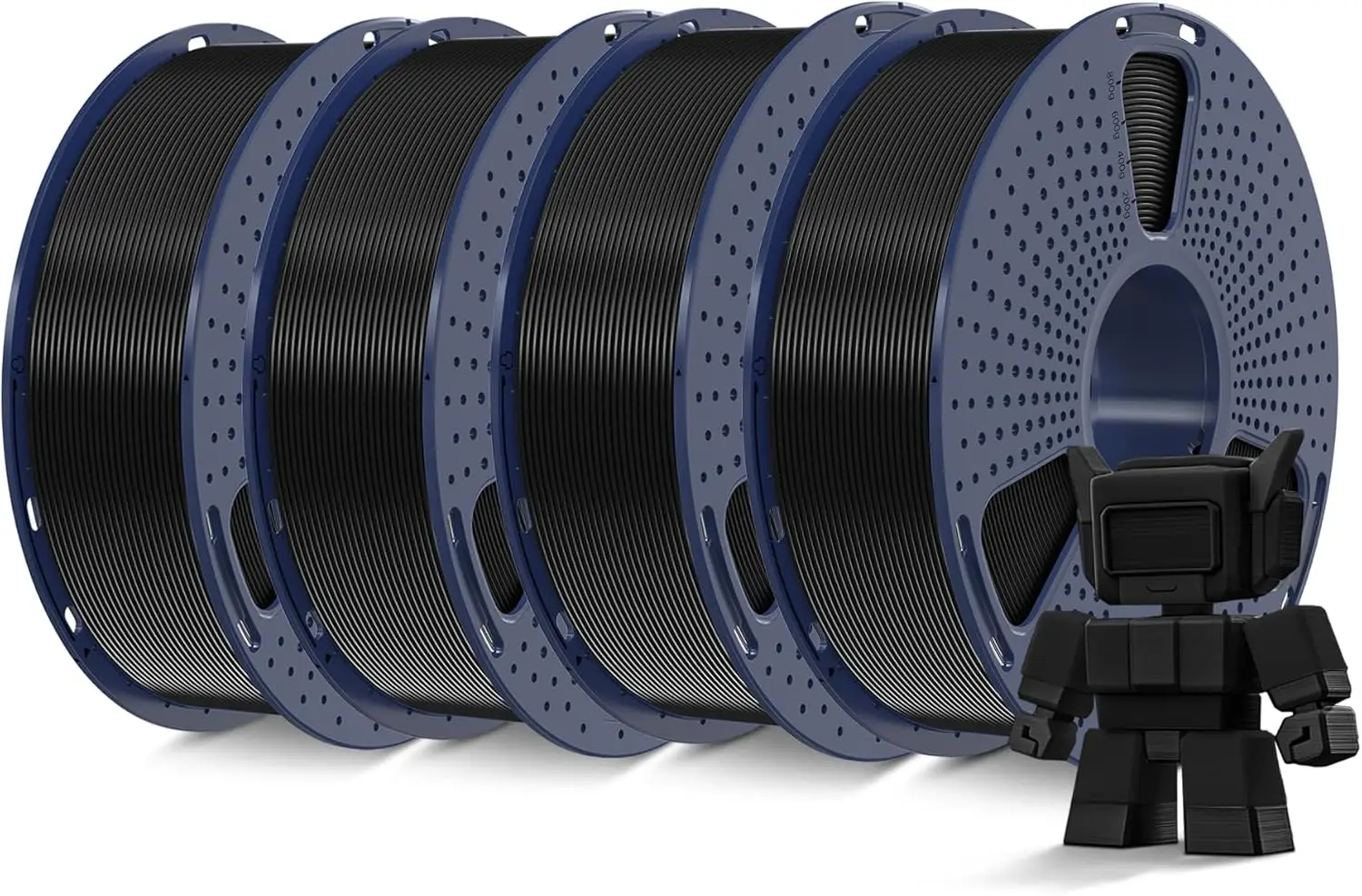 

High Speed PLA Filament 1.75mm, 4kg Pack of 4 Spools, 30-600mm/s Print Range, Black Color