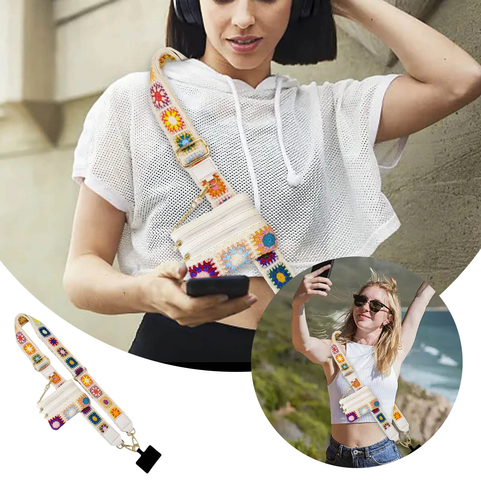 

Jewelry Making And Go Strap For Phone With Wallet Phone Strap With Zippered Pouch Phone Strap Crossbody Bracelet Beads