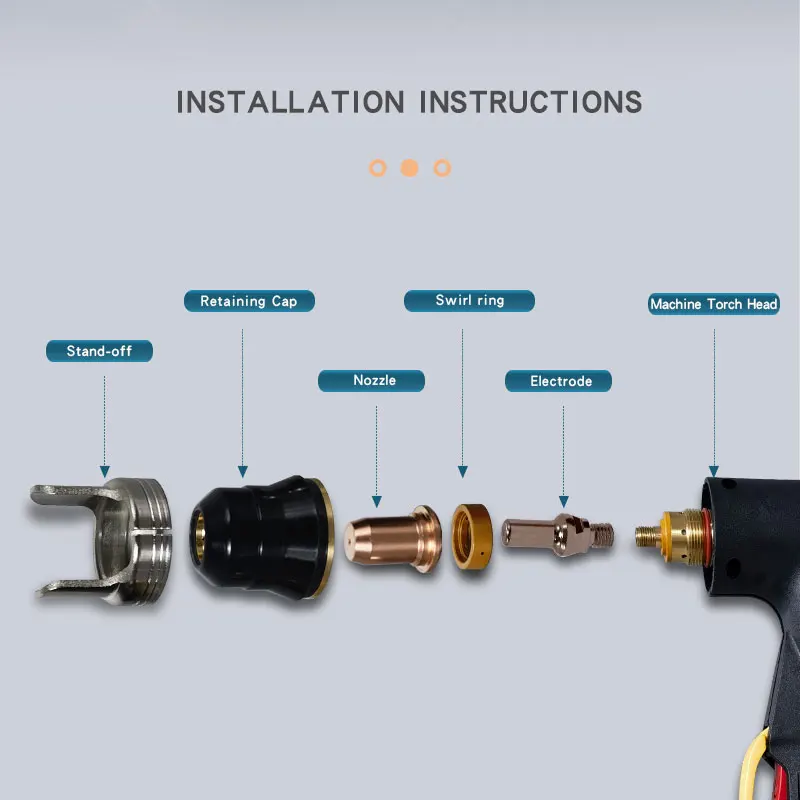 PT-60 IPT-60 PT60 Plasma Cutting Torch Tip Nozzle Electrode Stand-off Retaining-cap Swirl-ring Plasma Cutting Flashlight  PT40