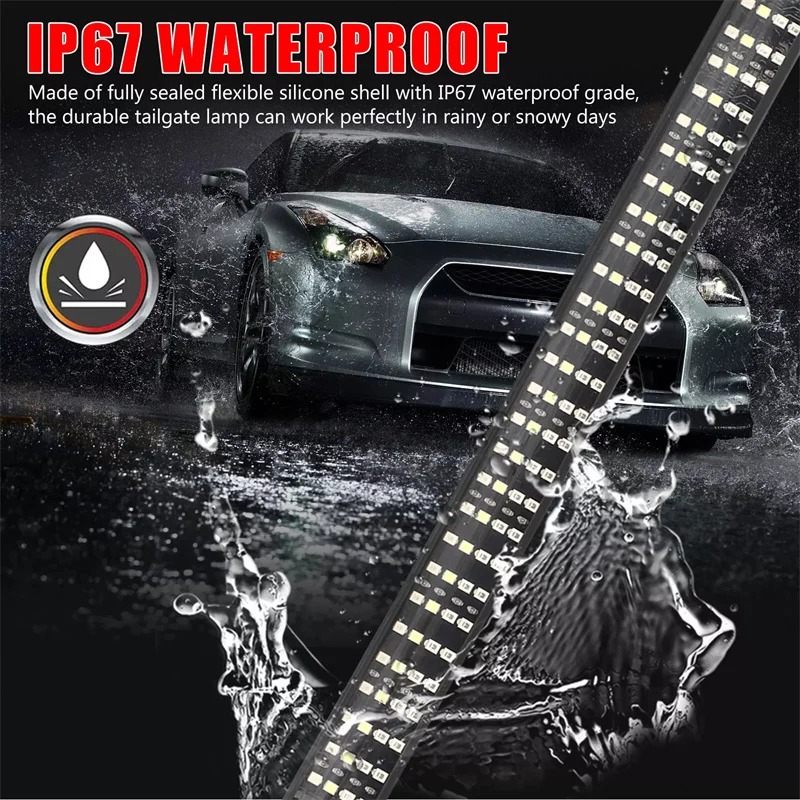 Barra de luz para puerta trasera de camión, tira LED de 60 pulgadas para camioneta, remolque, SUV, función completa, freno, señal de giro inverso, lámpara trasera resistente al agua