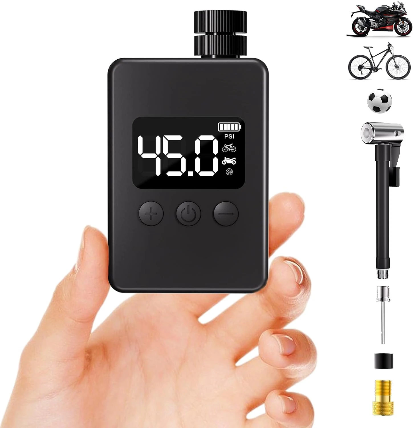 Electric Bike Pump Portable 120 PSI Mini Electric Inflator with Digital Pressure Gauge for Bicycle Motorcycle, and Ball  Bicycle