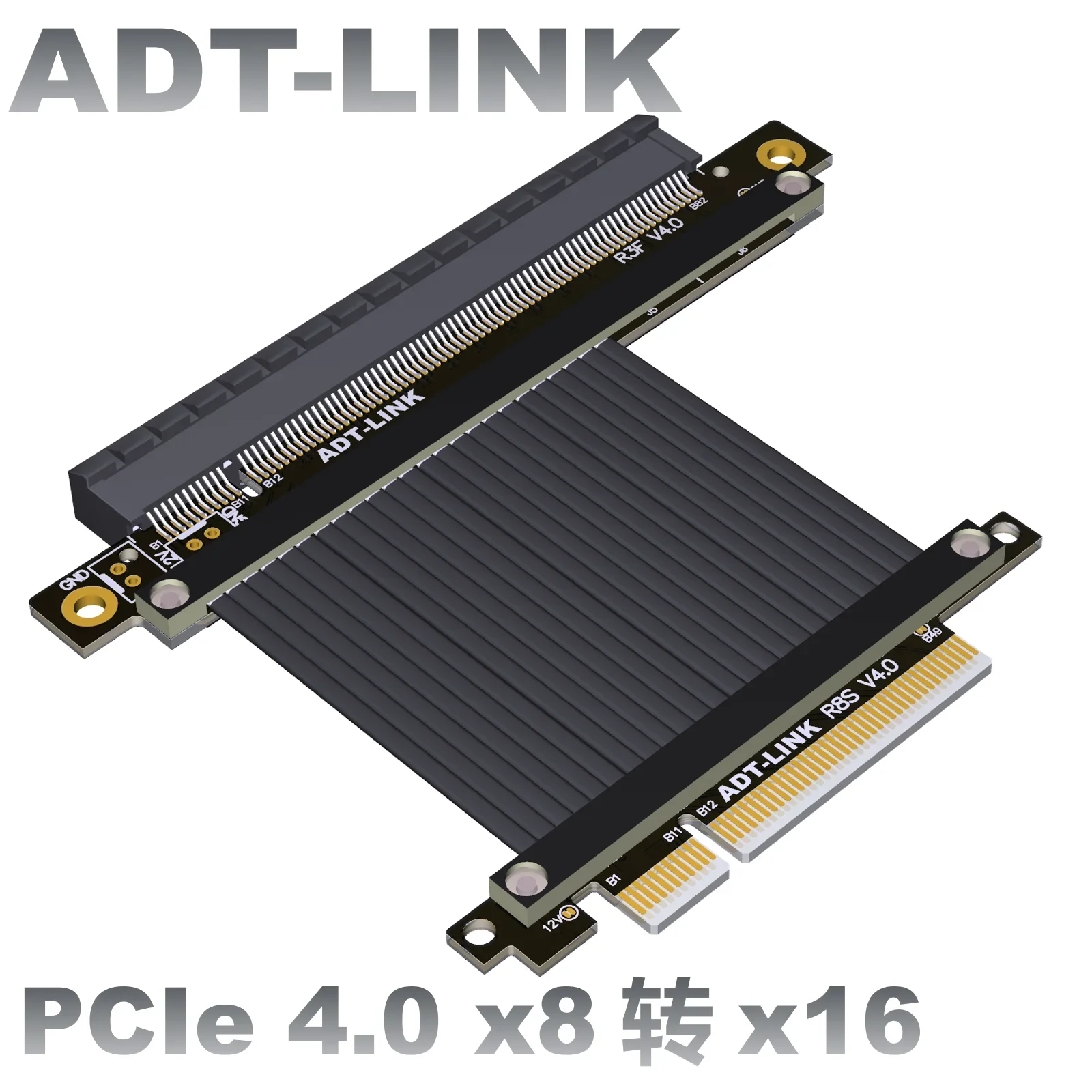 

ADT PCIe Riser Cable 3.0 4.0 x16 to x8 PCI Express Gen4 Riser Extender 90 Degree GPU For Graphics Cards Vertical RTX 3060 Mining