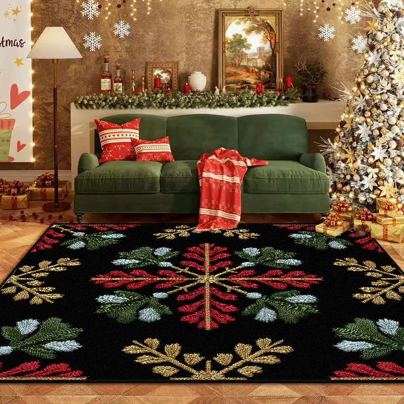 

Christmas Style Carpet Living Room High-end Tea Table Rug Luxury Hairless Bedroom Bed End Anti-slip Large Area Mat Gaming Room