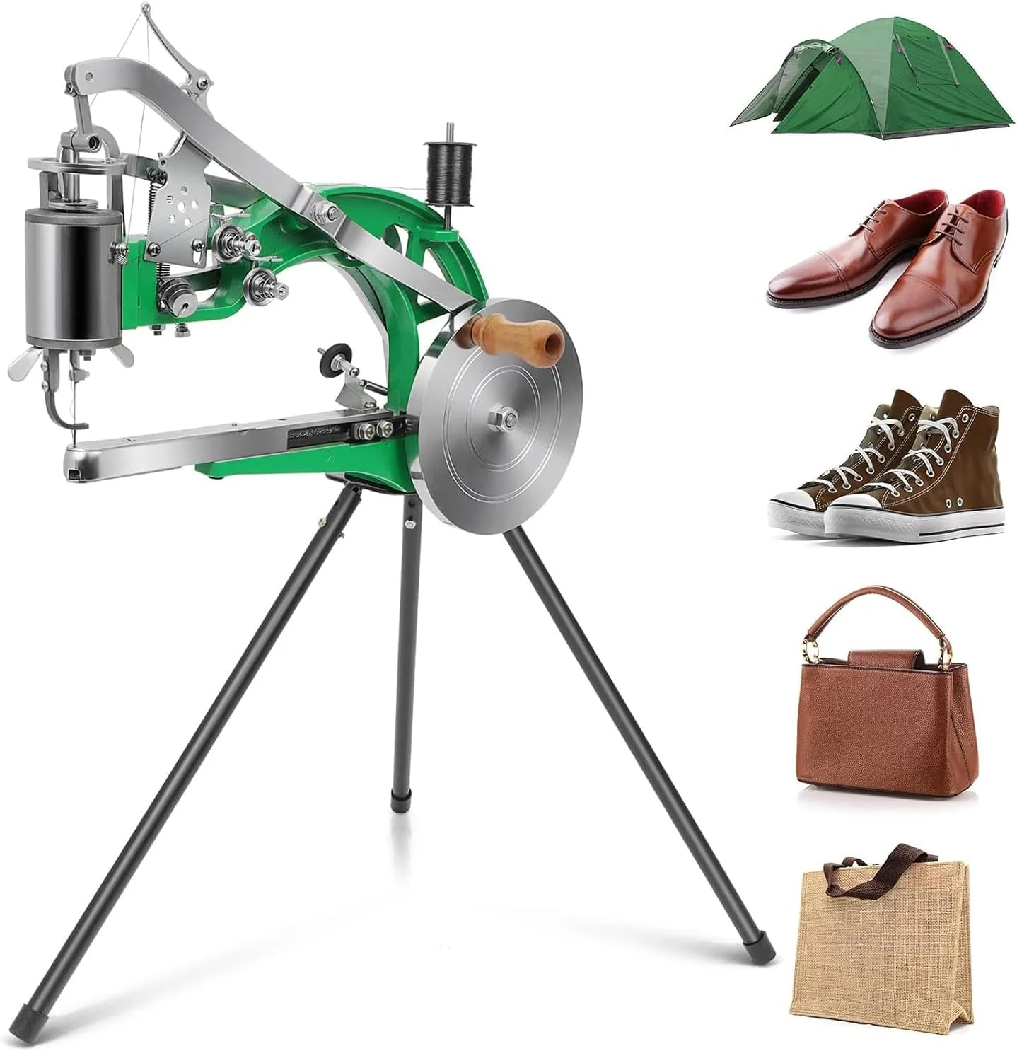 Black Shoe Repair Mending Machine Hand Crank Manual New Condition Dual Motor Nylon Leather Cobbler Sewing Machine