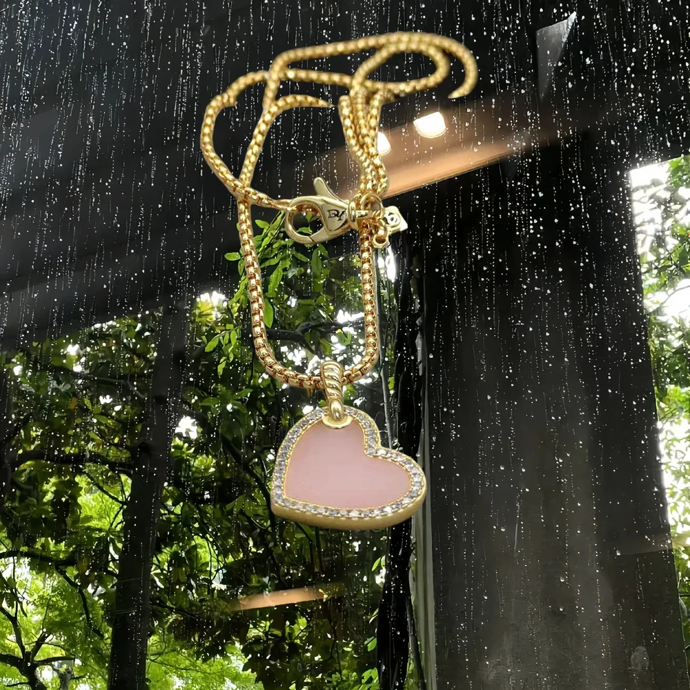 

925 Sterling Silver DY Necklace Sweet Girl Style Necklace Cute Pendant Chain for Young Female Students