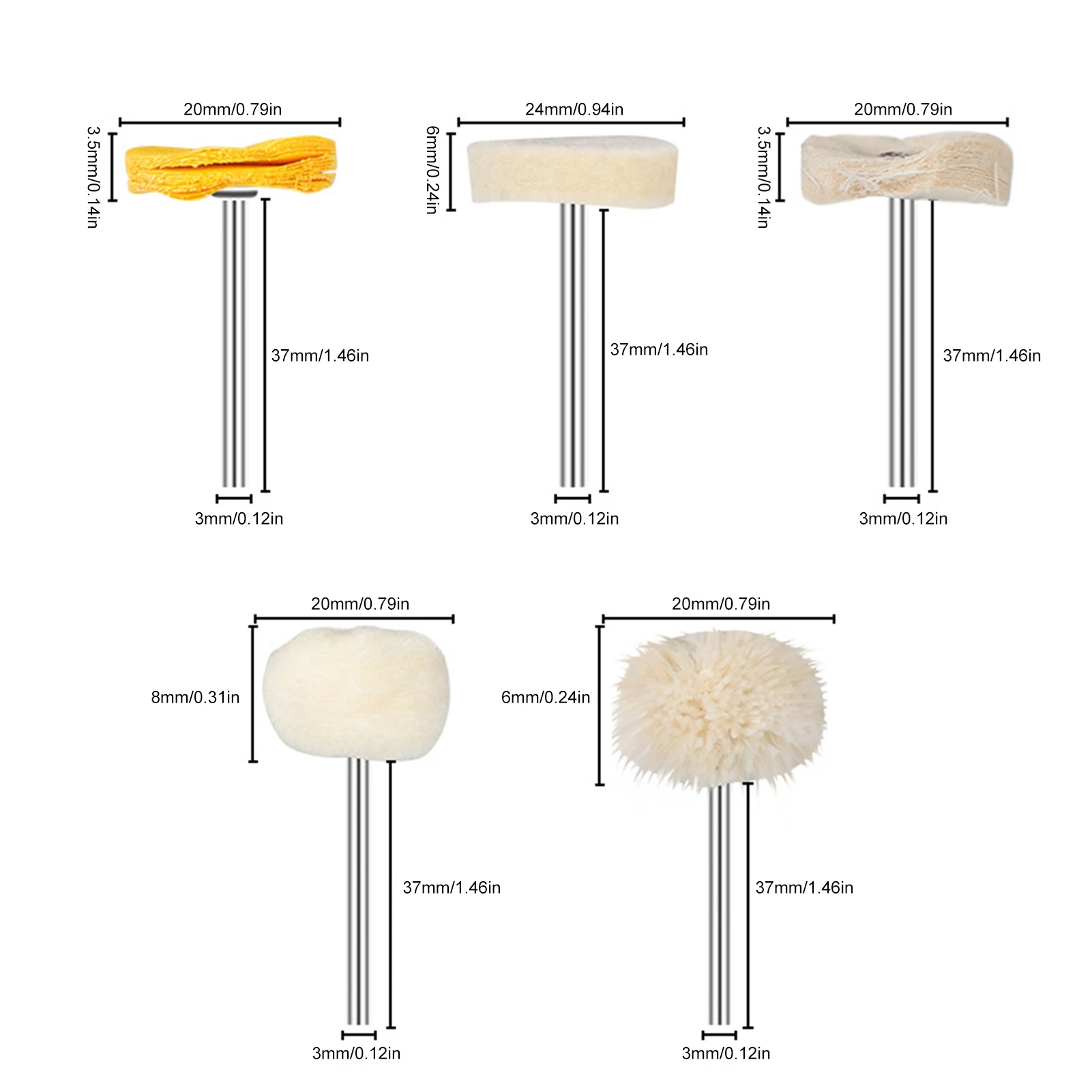 7pcs 6.35 Shank Lint Polishing Wheel Polishing Tool Kit Buffing Wheel Polishing Pad Tools for Stainless Steel Aluminum Copper view 4