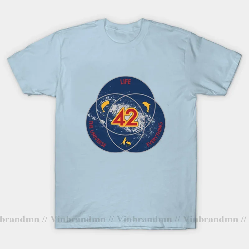 Men's dont panic sci-fi 42 Hitchhiker Guide To The Galaxy T-shirt The answer to everything 42 T shirt Retro Science Guide Tshirt