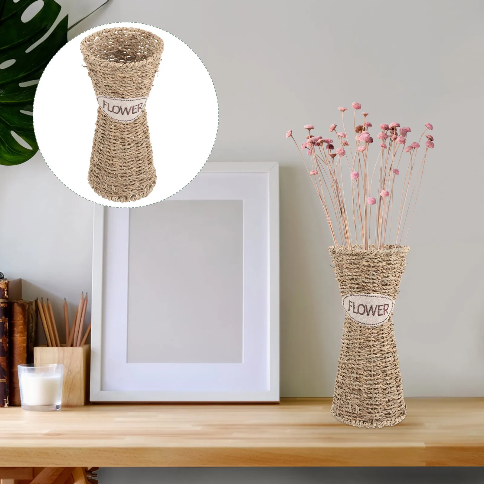 

1pc Handmade Flower Basket Natural Decorative Container For Dried Flowers Arrangement Lightweight Floral Vase