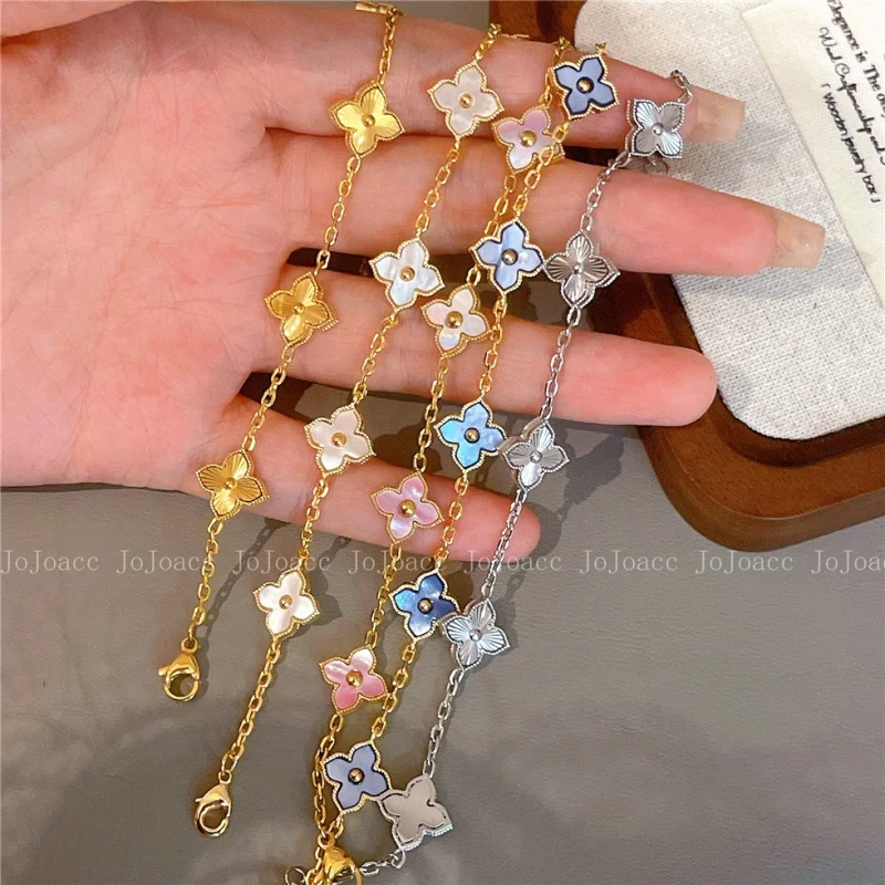 Fashion Personalized Natural Shell Stone Flower Bracelet for Women 2025 New Stainless Steel Jewelry Bracelet Anniversary Gift