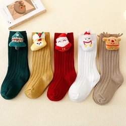 Blotona Kids Christmas Socks Soft Crew Socks with Cartoon Doll Breathable Elastic Walking Socks for Baby Clothing Accessory