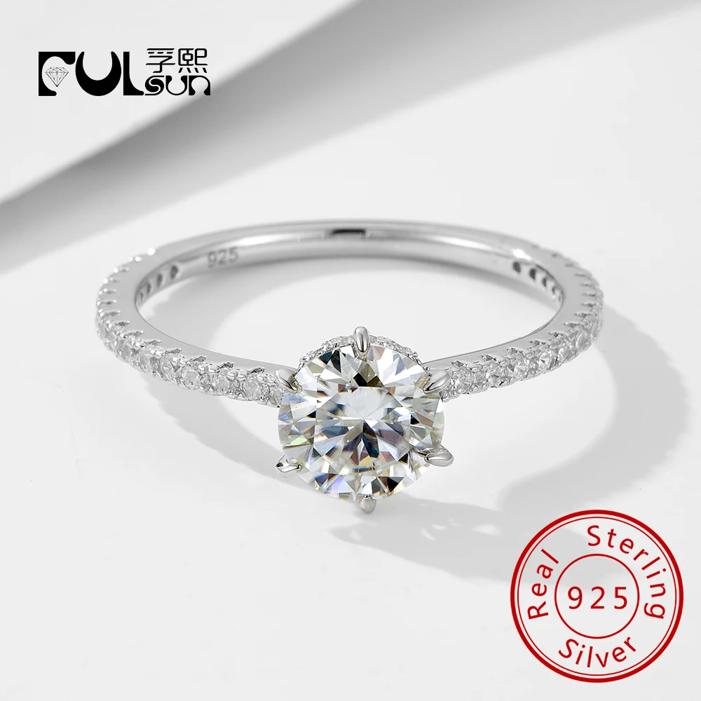 

Ювелирные изделия из стерлингового серебра 925 пробы с родиевым позолотой, геометрическая круглая огранка, кольцо с муассанитом 1,5 карата для женщин, свадьба