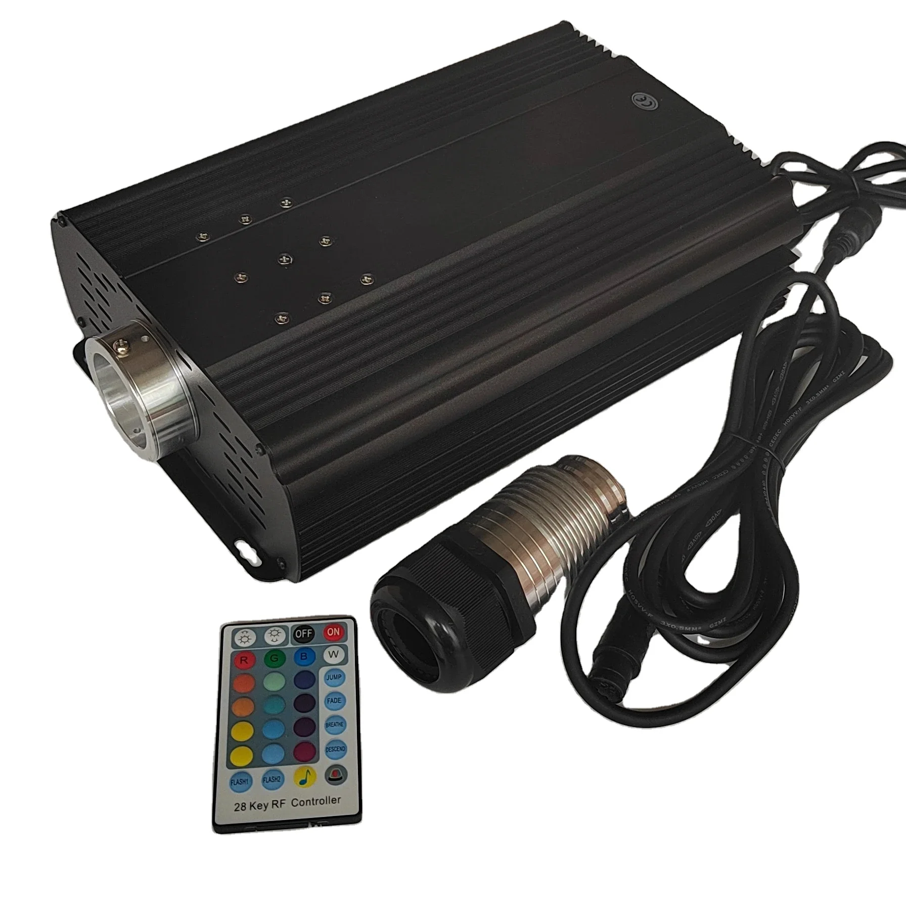 محرك ضوء الألياف الضوئية LED عالي الطاقة 75 وات DMX مع جهاز تحكم عن بعد RF