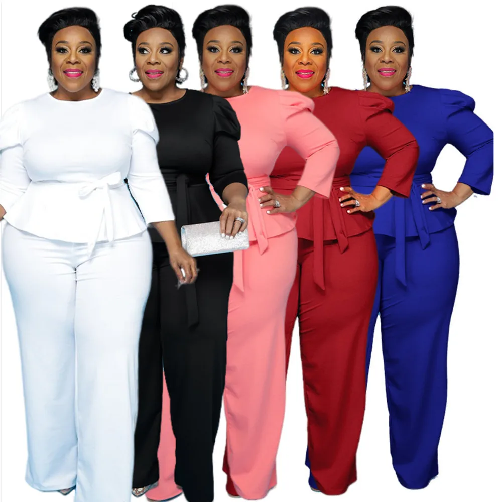 XL-5XL 2022 Fall Plus Size Set Women Clothing Casual Ladies Top And Pants Suits Female Two Pieces Outfits Wholesale dropshopping