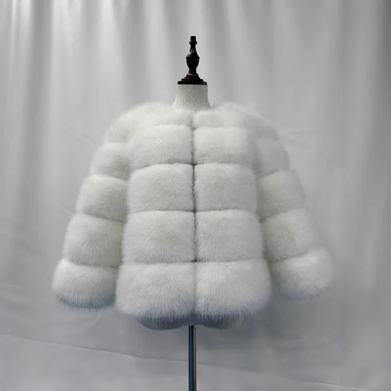 Luxury Brand Women's Clothing Plus Size Faux Fox Fur Coat Winter New Faux Fur Fashionable Warm Artificial Fur Overcoat Jacket