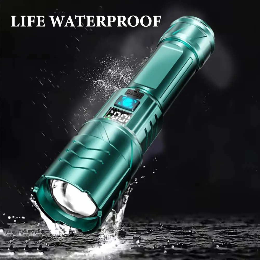 Portable Rechargeable LED Flashlights High Power Military Tactical Flashlight Telescopic Zoom Torch Lamp Outdoor Camping Fishing