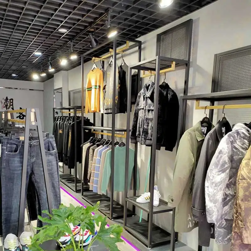 Custom, men and women dress display rack metal cloth hanger clothing display rack combination clothing stores display stand