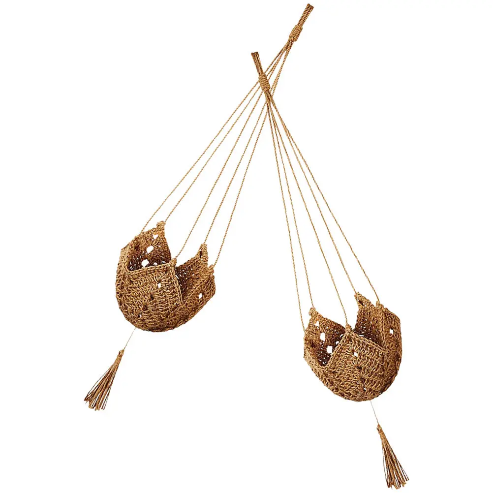 

2Pcs Woven Plant Hangers Macrame Hanging Planter Baskets for Indoor Plants Natural Decor Ceiling Mount Pot Holder