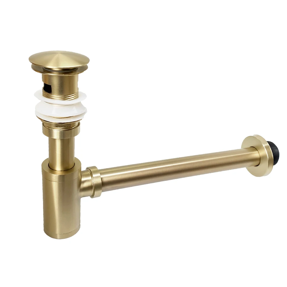 Matte Brushed Gold Bathroom Wash Basin Waste Trap Plumbing Washroom Sink Bottle Trap Renovation Pop Up Drain Stopper Toilet