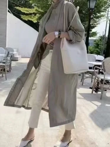 Loose Fit Korean Style Women's Windbreaker Coat Thin Medium Length Single Button Tag Removed Spring New Arrival Outerwear