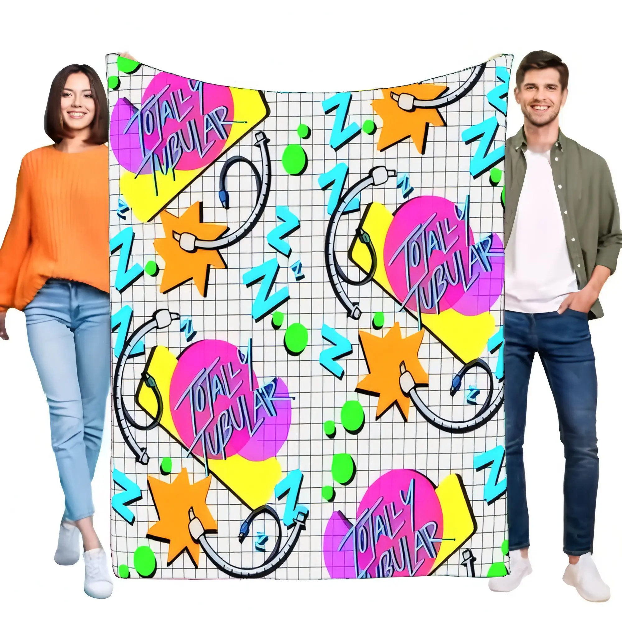 Retro-Fleecedecke im 90er-Jahre-Stil, gemütlicher Überwurf, weicher Stoff, Bett-Sofa-Dekoration, bestes Geschenk für Zuhause und Reisen, perfekt für Kinder und Erwachsene,