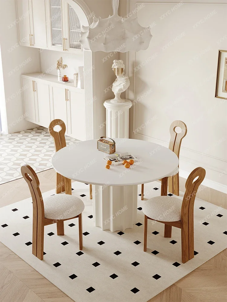 Dashima French Cream Style Stone Plate Dining Table Household Small Apartment Dining Tables and Chairs Set