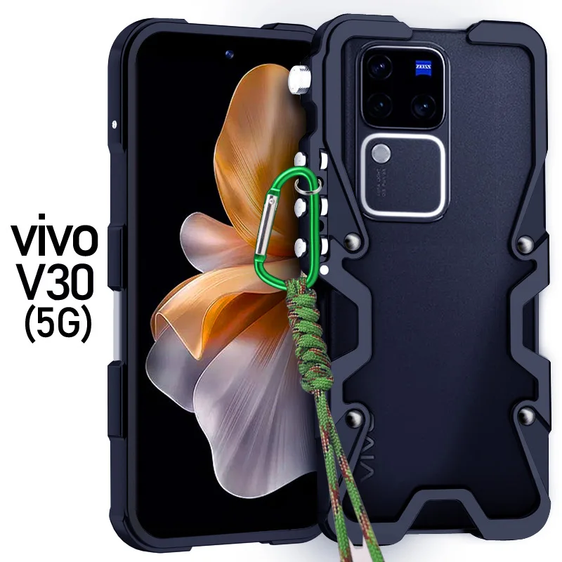 Zimon Armor Metal Aluminum Phone Cases Bumper For Vivo V40 SE T3 V30 Pro lite Cover Mechanical Purely Handmade Skull Case