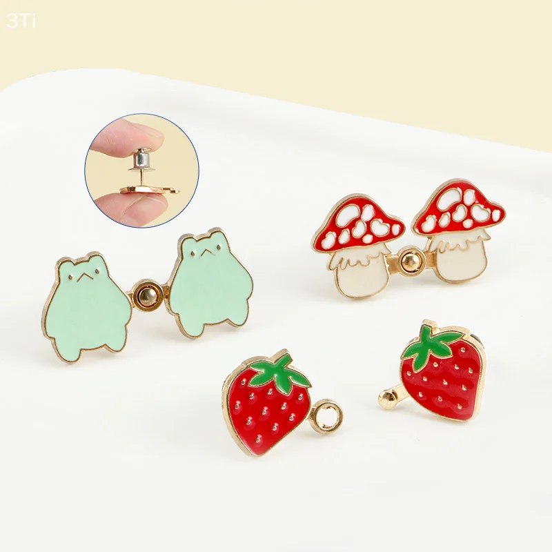 1 Paia Durevole Sostituzione Bottoni Jeans Kit di Riparazione Fragola/Rana/Fungo Bottone In Metallo Senza Cucito Pantaloni Riutilizzabili Spille Jeans