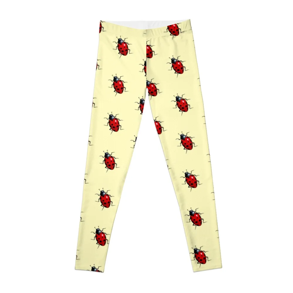 

Ladybug, Ladybird on Yellow, Insect, Dotted Background: Art Leggings Women's sports pants legging gym Womens Leggings