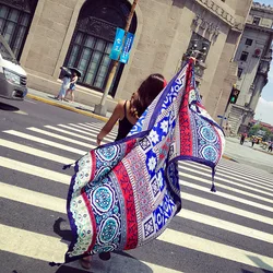 Summer Cotton Linen Scarf Travel Scarf Sun Protection Air Conditioning Shawl Female Beach Towel National Wind Scarf 24W052