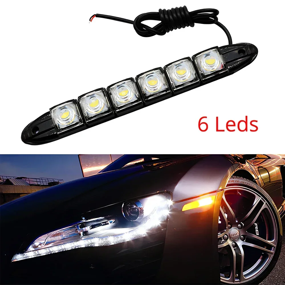 1PCS Car Fog Waterproof Multi Colors DRL Day Light Auto Decorative Flexible Daytime Running 6LED Driving Strip Styling Headlight