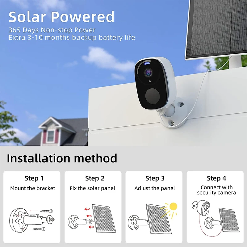 WiFi Solar Camera Outdoor Waterproof Night Vision IP Camera Motion Detection Video Surveillance Camera 5000mAh Rechargeable Cam