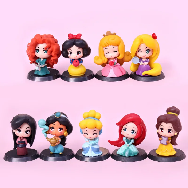 Disney Tiana Model Doll Action Anime Figures Elsa Anna Tiana Jasmine Model Doll Cute Cartoon Living Room Desktop Ornaments Gifts