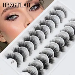 New 10 Pairs False Lashes 5D Faux Mink Lashes Fluffy Soft Volume Natural Eyelashes Cross Eyelashes Lashes Reusable Makeup Cils