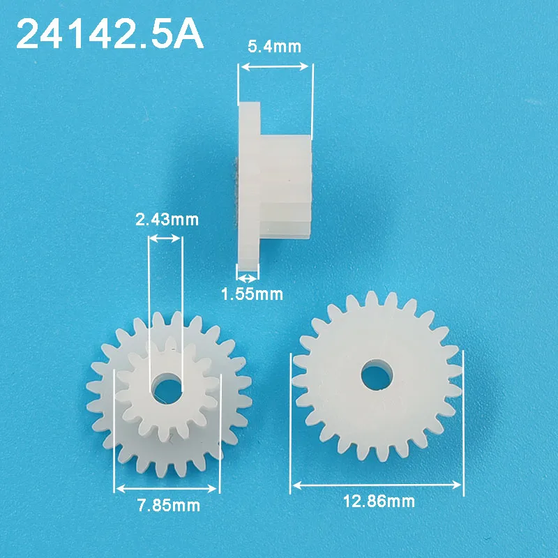 24142.5A 0.5M Gear 13mm Diameter 24 Teeth + 14 Teeth  POM Plastic Pinion 2.5MM Motor Shaft Toy Parts Wheels 24+14T