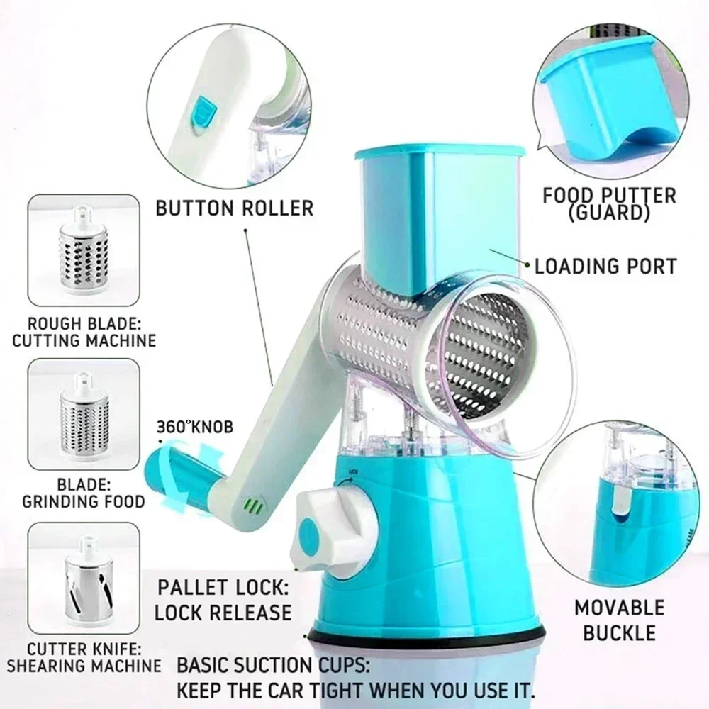 

Multi-function Rolling type Vegetable Chopper, Hand-operated Potato Slice Chopper, Vegetable Shredder, Garlic Chopper