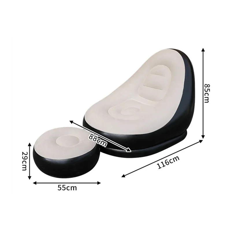 Lazy Couch Sofas Inflatable Chair Foldable Recliner Outdoor Sofa Bed Footstool Portable Folding Air Bed Lunch Lounge Chair Set view 4