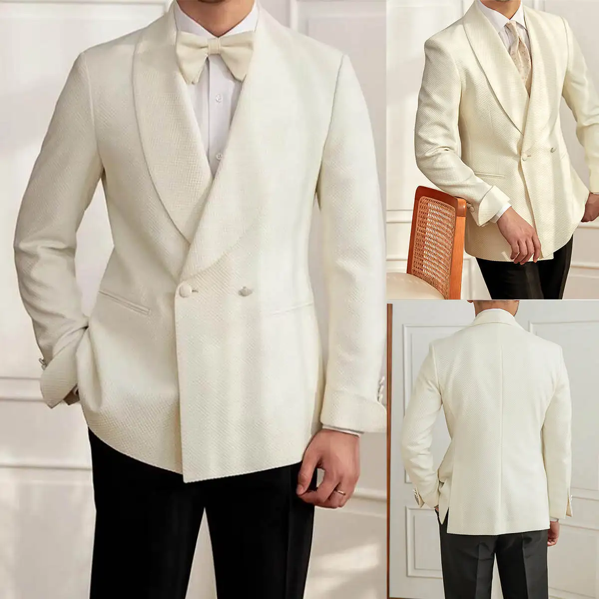 

Новый французский однотонный костюм, модный дизайнерский костюм, двубортный мужской костюм из двух предметов (пиджак + брюки)