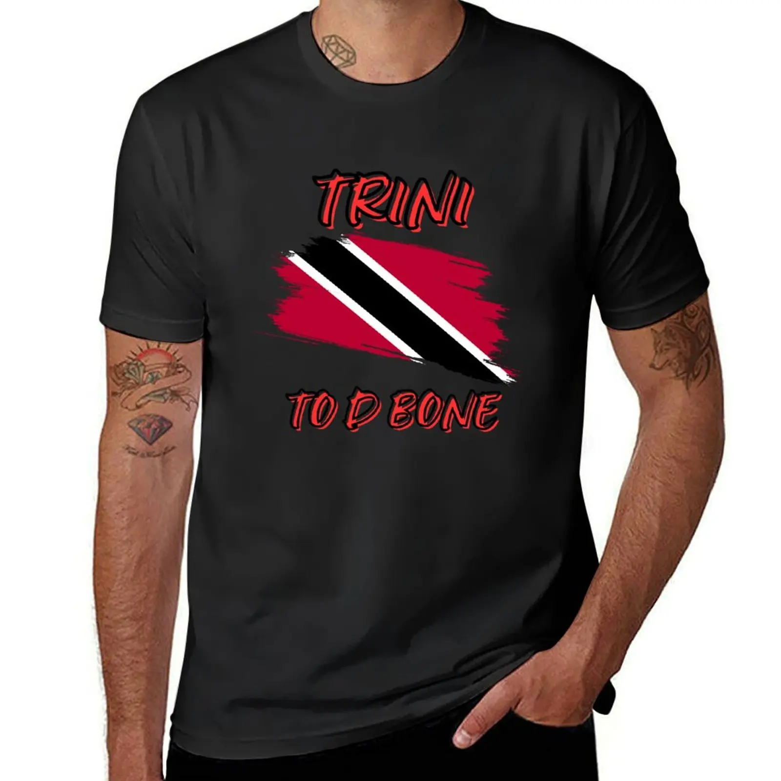 trini to d bone - trinidad and Tobago flag T-Shirt tops plus size tops quick drying mens big and tall t shirts