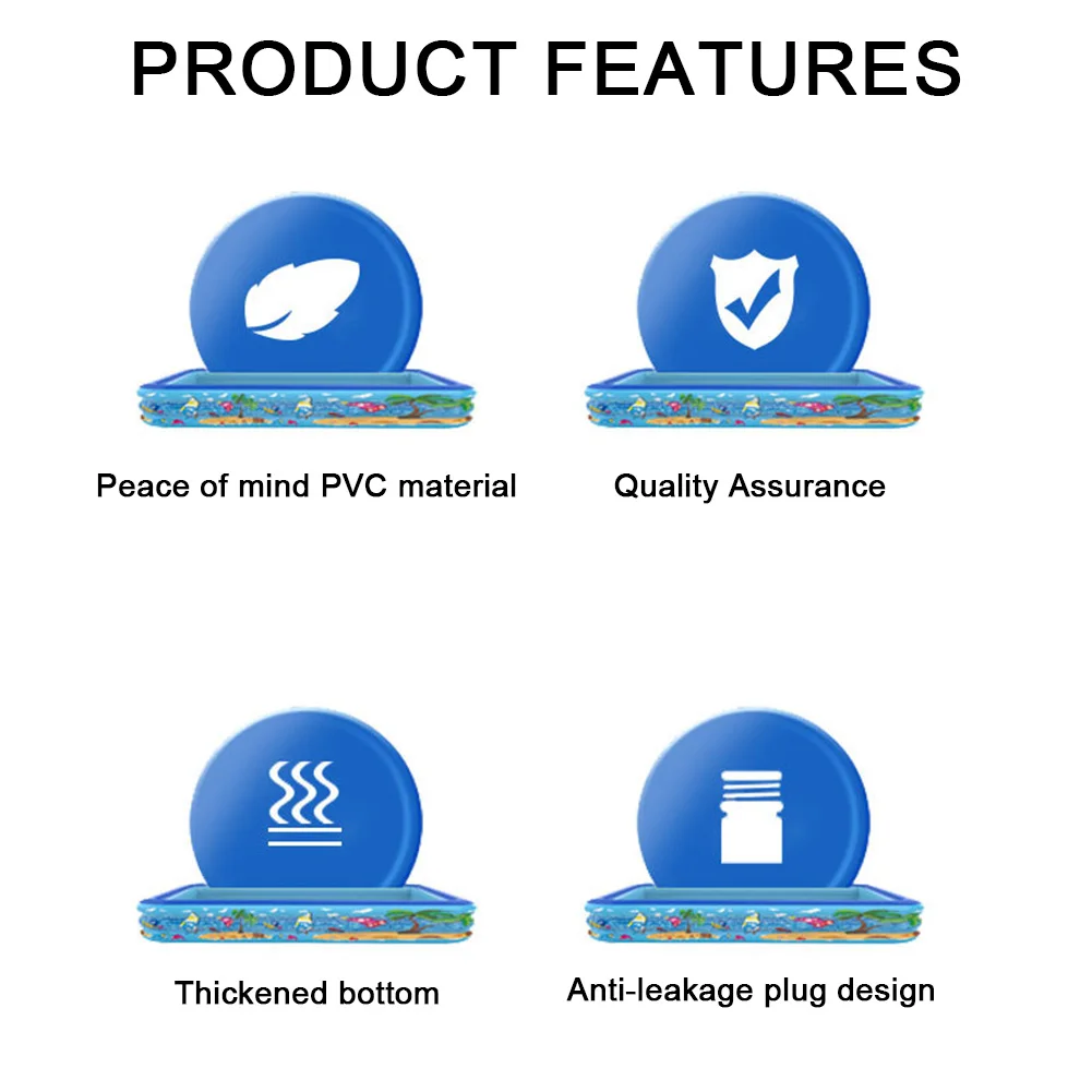 สระว่ายน้ำเป่าลม PVC อ่างอาบน้ำสำหรับเด็กสระว่ายน้ำหนาแบบรูปการ์ตูนสำหรับฤดูร้อนกลางแจ้งในร่ม