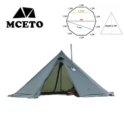 New Upgraded 5M Pyramid Tent With Chimney Hole With Snow Skirt,Oversized Outdoor Camping Tent Hiking Awnings Shelter Tipi Teepee