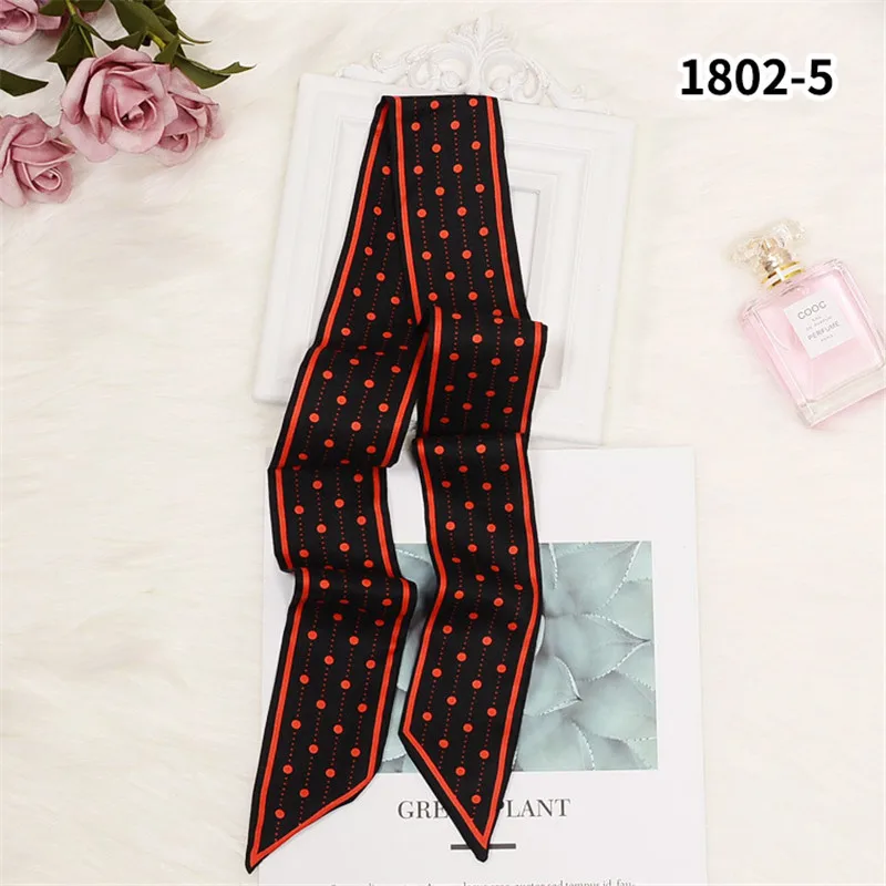 2024 New Dot And Striped Skinny Scarf Women Bag Silk Scarves Fashion Head Scarf Luxury Brand Wrist Towel For Ladies Head Band